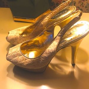 BCBGirls Gold Platform Heels